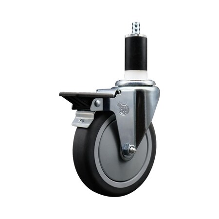 Service Caster 5'' Thermoplastic Rubber Swivel 1-3/8'' Expanding Stem Caster with Brake SCC-EX20S514-TPRB-PLB-138